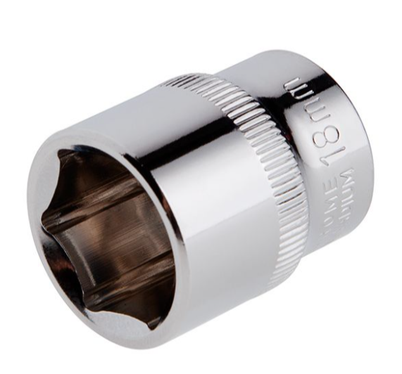 головка торцевая шестигранная 3/8"  18 мм CrV
