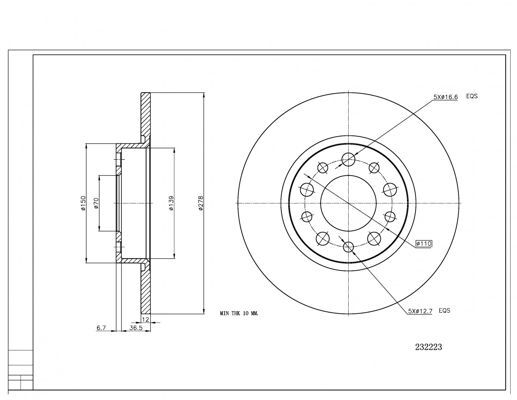 диск тормозной зад. Alfa Romeo 159 (d292x22mm)  (HART)