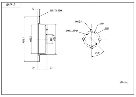 диск тормозной пер. Opel Agila, Suzuki Wagon R+ 00->  (HART)