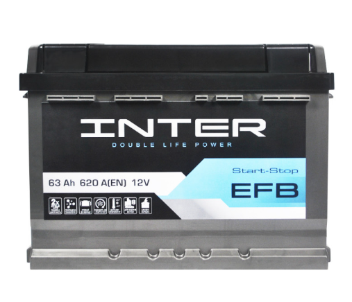 Аккумулятор  INTER  63Ач 620A EFB (L2) (0) Евро правый +
