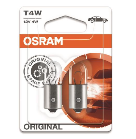 лампа A 12V T4W BA9s OSRAM (пара)