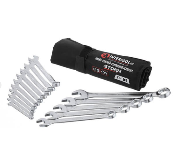 набор ключей рожково-накидных  6-22 мм 15 шт (ткан. чехол) CrV Storm XT-1005 - зображення 3