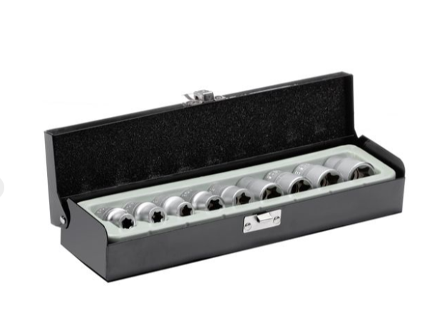 набор головок TORX 1/2"  9 шт, E10-E24 CrV (метал футляр)