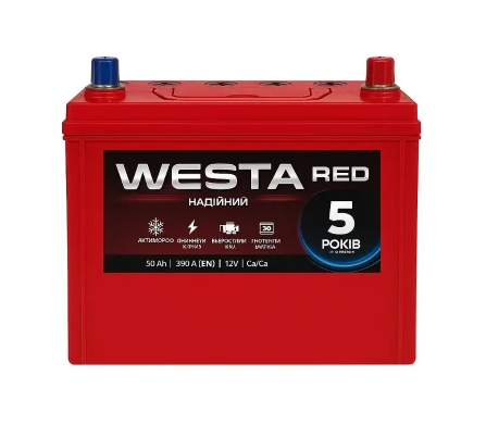 Аккумулятор   Westa  50Ач 390A Asia (B19) (0) Правый +