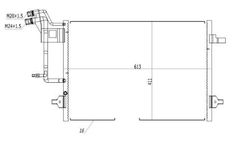 радиатор кондиционера VW Passat B5, Audi A4 B5 <-00  (HART)