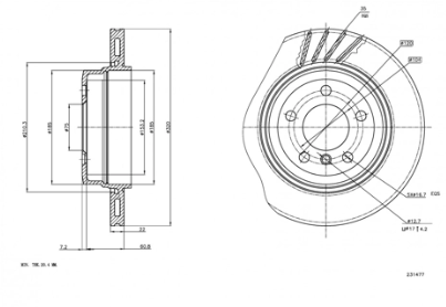 диск тормозной зад. BMW X3 (E83) (320x22mm)  (HART)