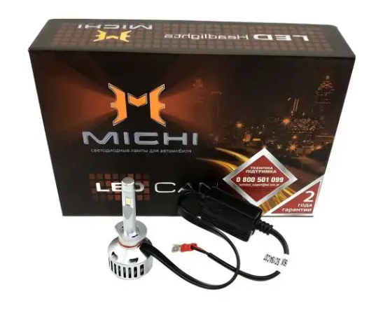 лампа LED H11 12V-24V MICHI Can 75W 5500K 5300L с обманкой радиатор с вентилятором