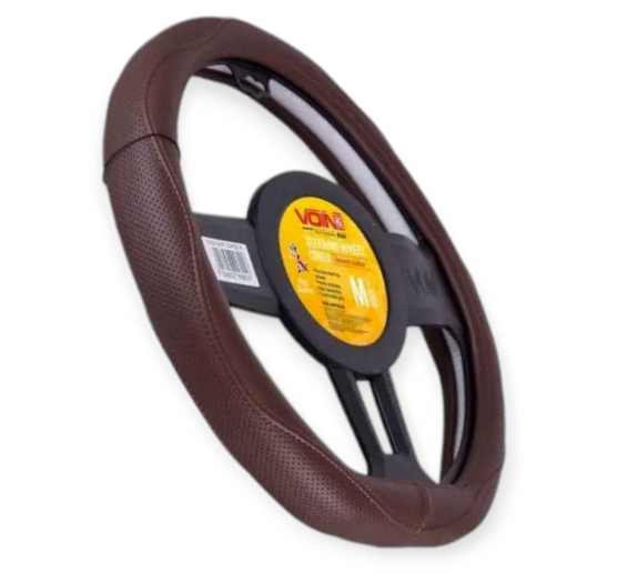 чехол руля  M  кожа  (37 - 39 см)  коричневый Vitol  перфор. вставка, один шов, белая основа VLOD-LF2161 COFFE M - зображення 2