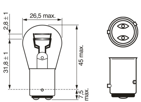 лампа A 12V P21/4W BAZ15d BOSCH ECO 1987302813 - зображення 2