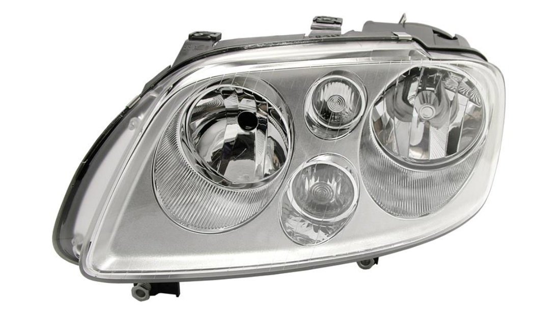Фара левая H7/H7, елек. рег., с моторч.,хром. рамка, (Touran -11/06, Caddy -09) [DEPO]
