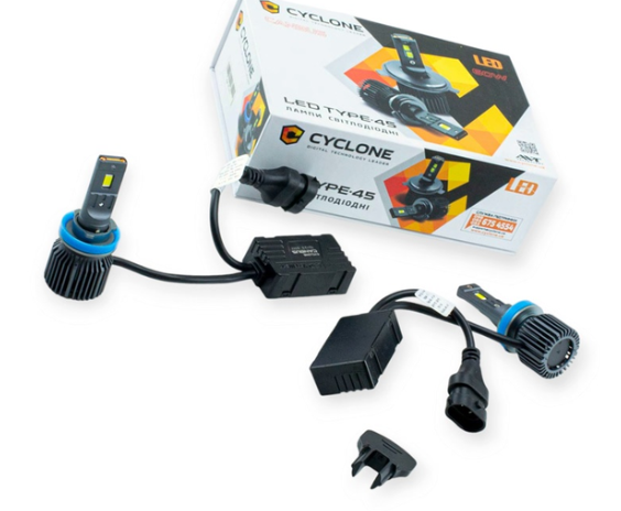 лампа LED H8/H9/H11/H16 12V Type 45 65W 6000K 12000L радиатор + обманка