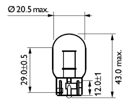 лампа БЦ 12V 21W WX3х16d PHILIPS Orange 12071CP - зображення 2