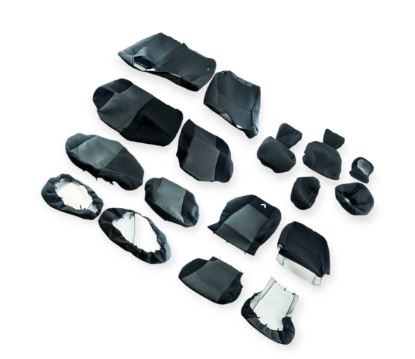 чехлы салона Renault Megane III унив. 2008->  раздельный  "ткань" черно-серые