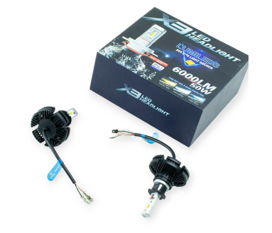 лампа LED H3 12V-24V X3 6000K 6000L 50W  радиатор