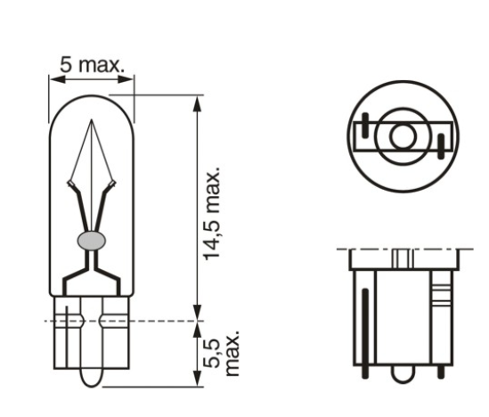 лампа БЦ 12V 1,2W W2х4,6d BOSCH 1987302208 - зображення 2