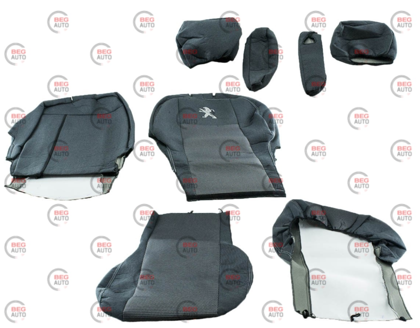 чехлы салона Peugeot Partner (1+1) 2008->  "ткань" серые