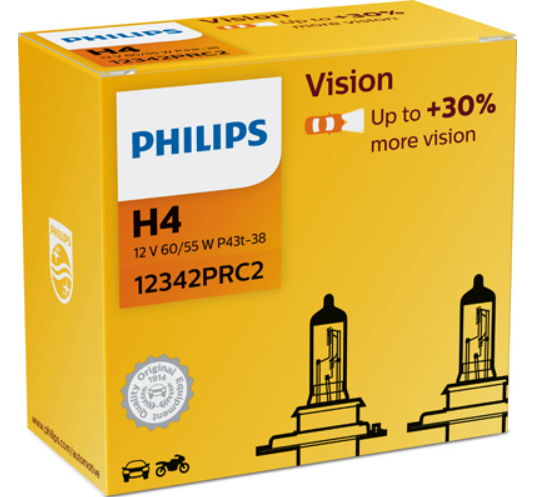 лампа H4 12V 60/55 (43) PHILIPS Premium+30% (2шт)