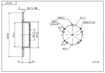 диск тормозной зад. Honda Accord VII 03-> (d260x10)  (HART)