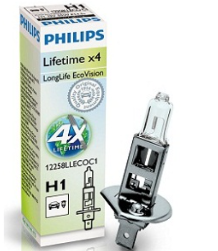 лампа  H1 12V 55 W PHILIPS LongLife EcoVision