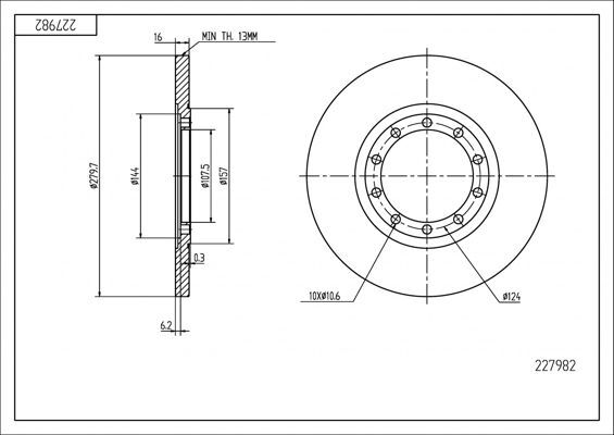 диск тормозной зад. Ford Transit 06-> (d280x16mm)  (HART)
