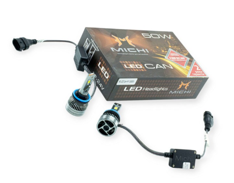 лампа LED H1 12V-24V MICHI 50W Can 5500K 5300L с обманкой радиатор с вентилятором