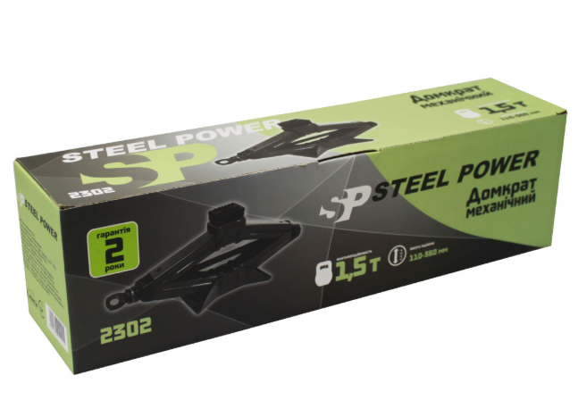 домкрат ромбовый  1,5Т 110-360мм  резиновая опора Steel Power SPR 2302 - зображення 2