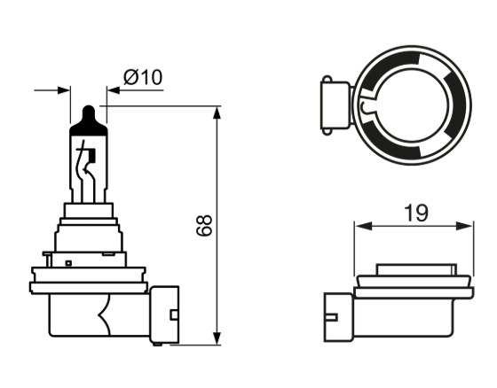 лампа H16 12V 19W BOSCH 1987302089 - зображення 2