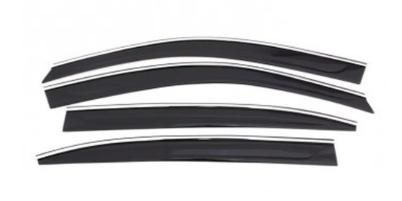 ветровик Volkswagen Tiguan 2007-2015 (скотч) TopVisor  c хром молдингом