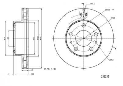 диск тормозной пер. Fiat Ducato, Peugeot Boxer 06-> (300mmx32mm)  (HART)