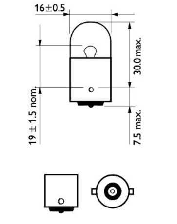 лампа A 12V R10W BA15s PHILIPS (пара) 12814B2 - зображення 3