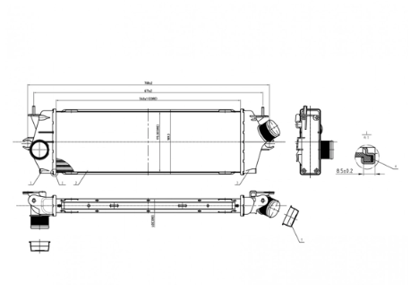 радиатор интеркулера Renault Trafic 2.0/2.5dCi 06->  (HART)