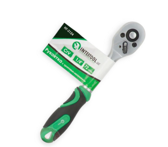 трещетка с квадратом   1/4" 72 зуба 165 мм CrV Intertool HT-2124 - зображення 3
