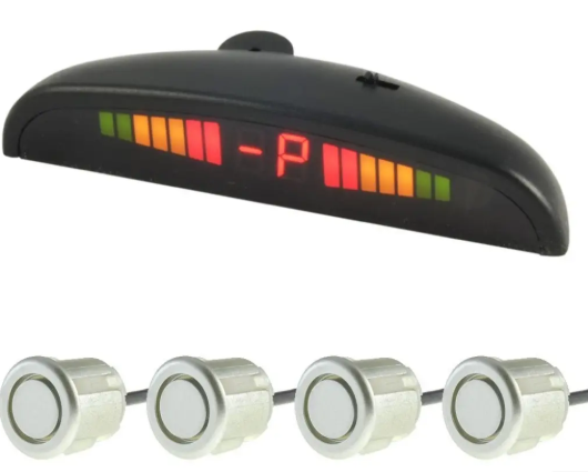 парктроник 4 датчика 18,5 мм Cyclone SK-4M LED дисплей-шкала/звук. сигнал/серый