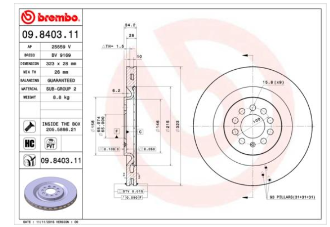 Гальмівний диск 09.8403.11 - зображення 2