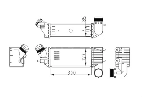 радиатор интеркулера Citroen C5, Peugeot 406, 607 2.0/2.2HDi 99->  (HART)