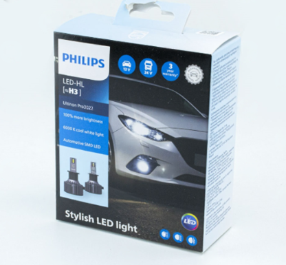 лампа LED H3 12V-24V Ultinon PRO3022 6000K +100% PHILIPS радиатор+вентилятор