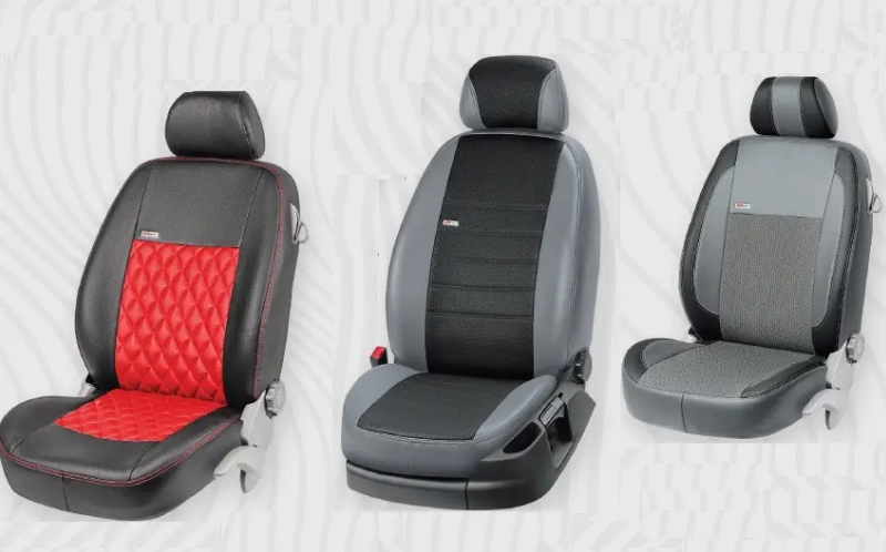 чехлы салона универс.  3D  "экокожа + ткань" 1+1 передние Montana  черные BX87150 - зображення 2