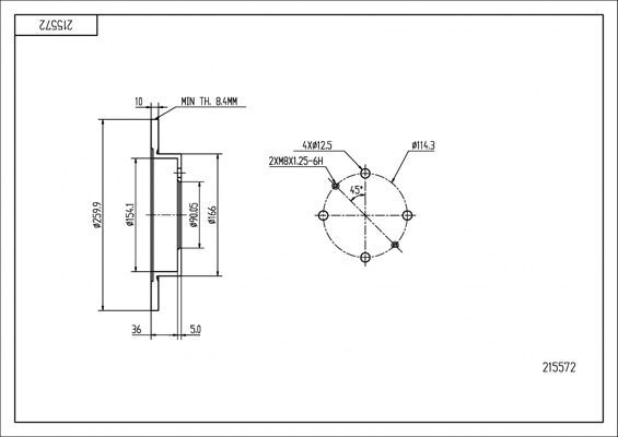 диск тормозной зад. Mitsubishi Carisma, Space Star 95-> (d260x10)  (HART)