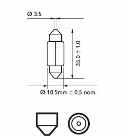 лампа AC салона 12V 5W 11*38mm SV8,5 PHILIPS 12844CP - зображення 2
