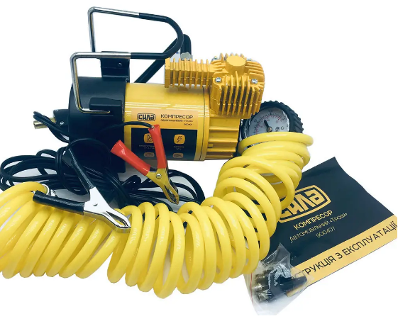 компрессор Сила 10атм/37л/5м шланг спирал с ман/клемы/сумка 900407 - зображення 2