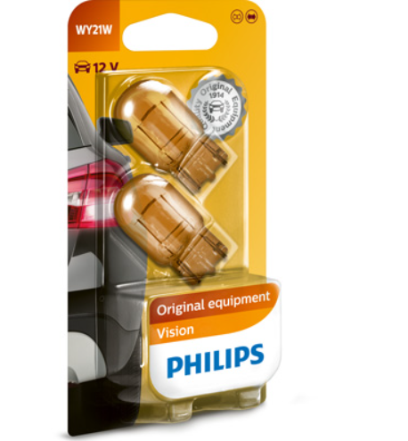 лампа БЦ 12V 21W WX3х16d PHILIPS Orange (пара)