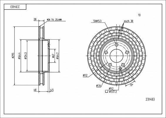 диск тормозной пер. MB E-Class W211 (02-09) (295x28)  (HART)