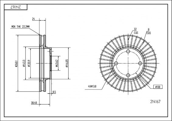 диск тормозной пер. Ford Mondeo, Scorpio 93-> (d260x24mm)  (HART)
