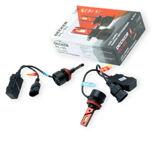 лампа LED H8/H9/H11/H16 12V-24V PL-07 60W 6000K 12000L радиатор c вентилятором + обманка