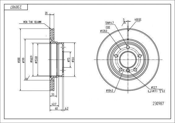 диск тормозной зад. BMW 3 (E90/F30) (d300x20mm)  (HART)