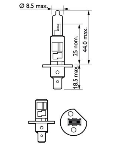 лампа  H1 12V 55 W PHILIPS Long Life EcoVision (2шт) 12258LLECOS2 - зображення 3
