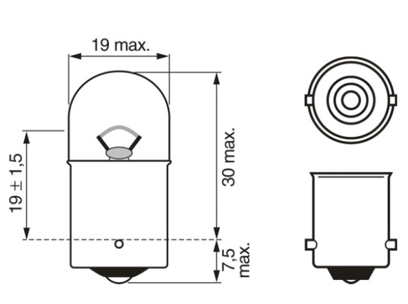 лампа A 12V R10W BA15s BOSCH 1987302203 - зображення 2
