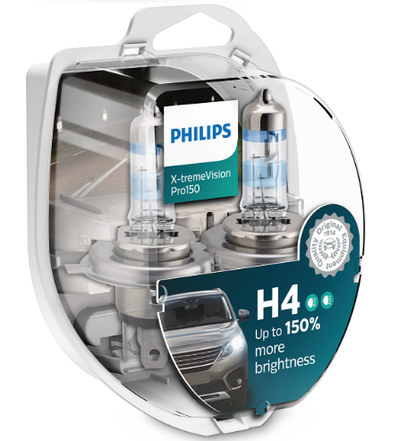 лампа H4 12V 60/55 (43) PHILIPS X-treme Vision Pro +150% (2шт)