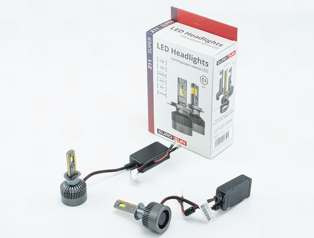 лампа LED H1 12V-24V 120W EUROTUN Z11 20000L 6500K CAN BUS радиатор с вентилят.