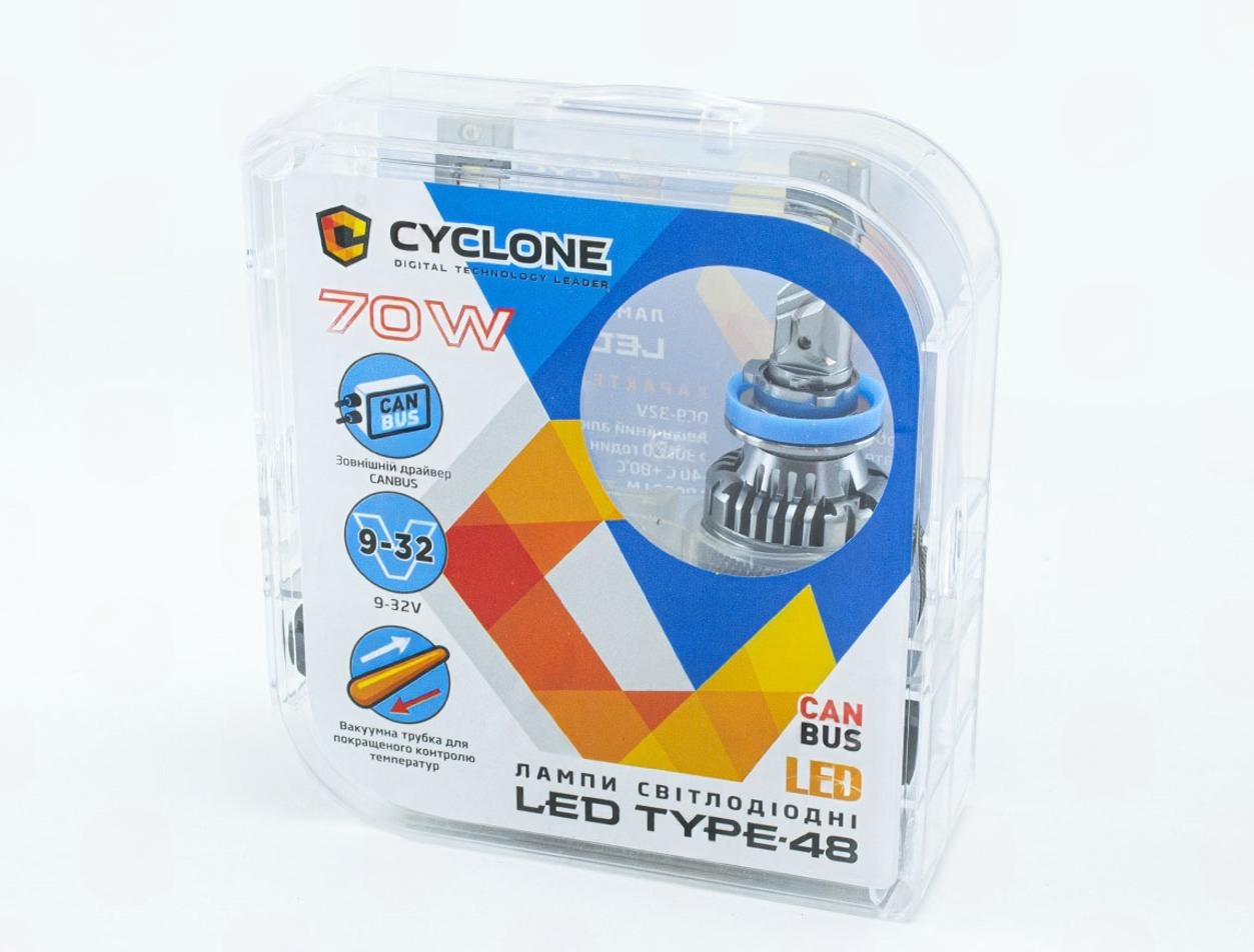 лампа LED H8/H9/H11/H16 12V-24V  70W Type 48 5500K 18000L CAN BUS радиатор с вентилят.